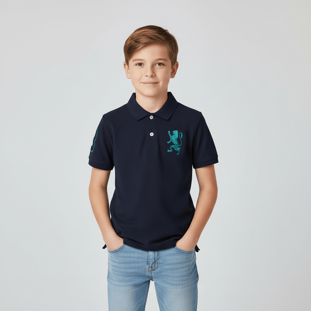 Junior Lion Polo - Blue - Giordano