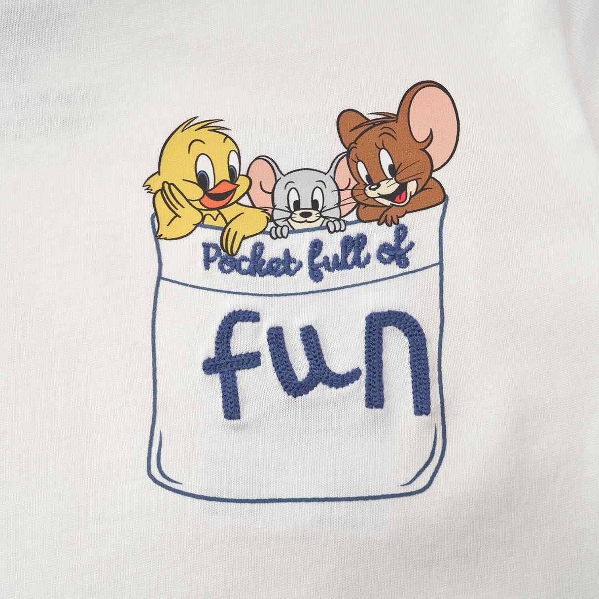 Junior Regular Fit Cotton Print Tee - Tom & Jerry - White - Giordano