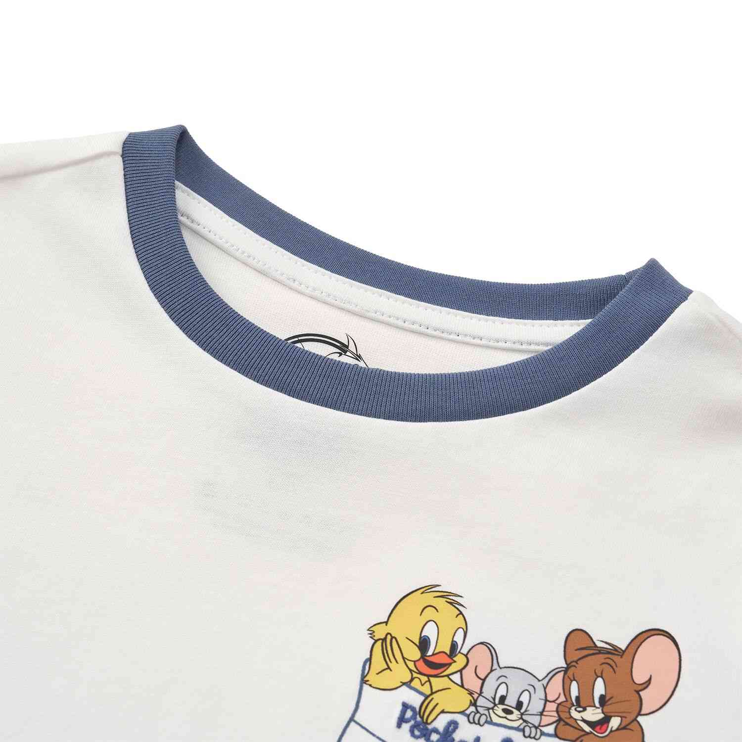Junior Regular Fit Cotton Print Tee - Tom & Jerry - White - Giordano