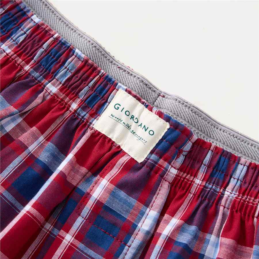 Men's Cotton Poplin Boxers - 3 Pack - Red - Giordano