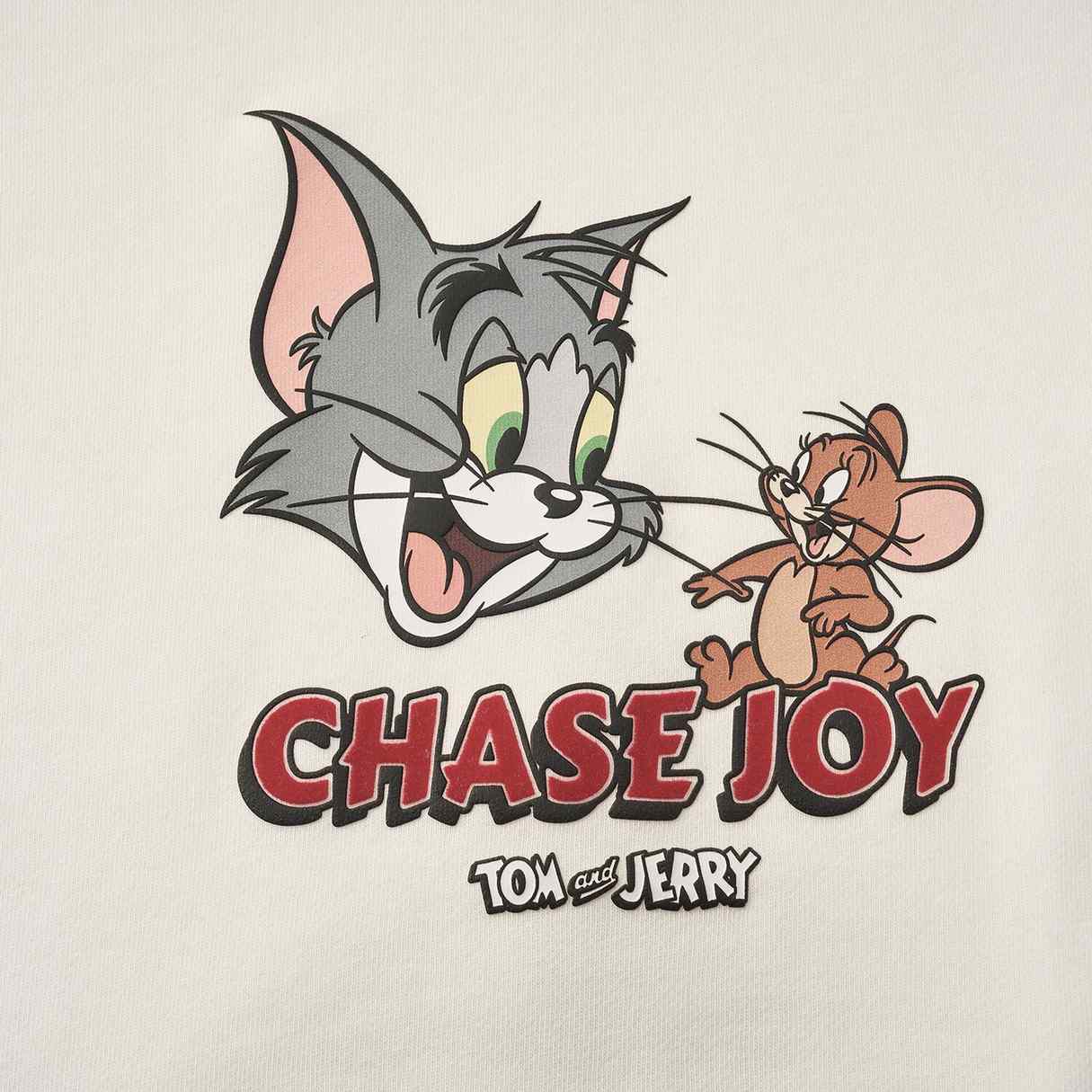 Men’s French Terry Relaxed Fit Pullover - Tom & Jerry - White - Giordano