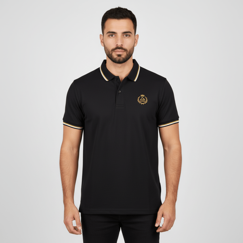 Men's G - Motion Short Sleeve Slim Embroidery Polo - Black - Giordano