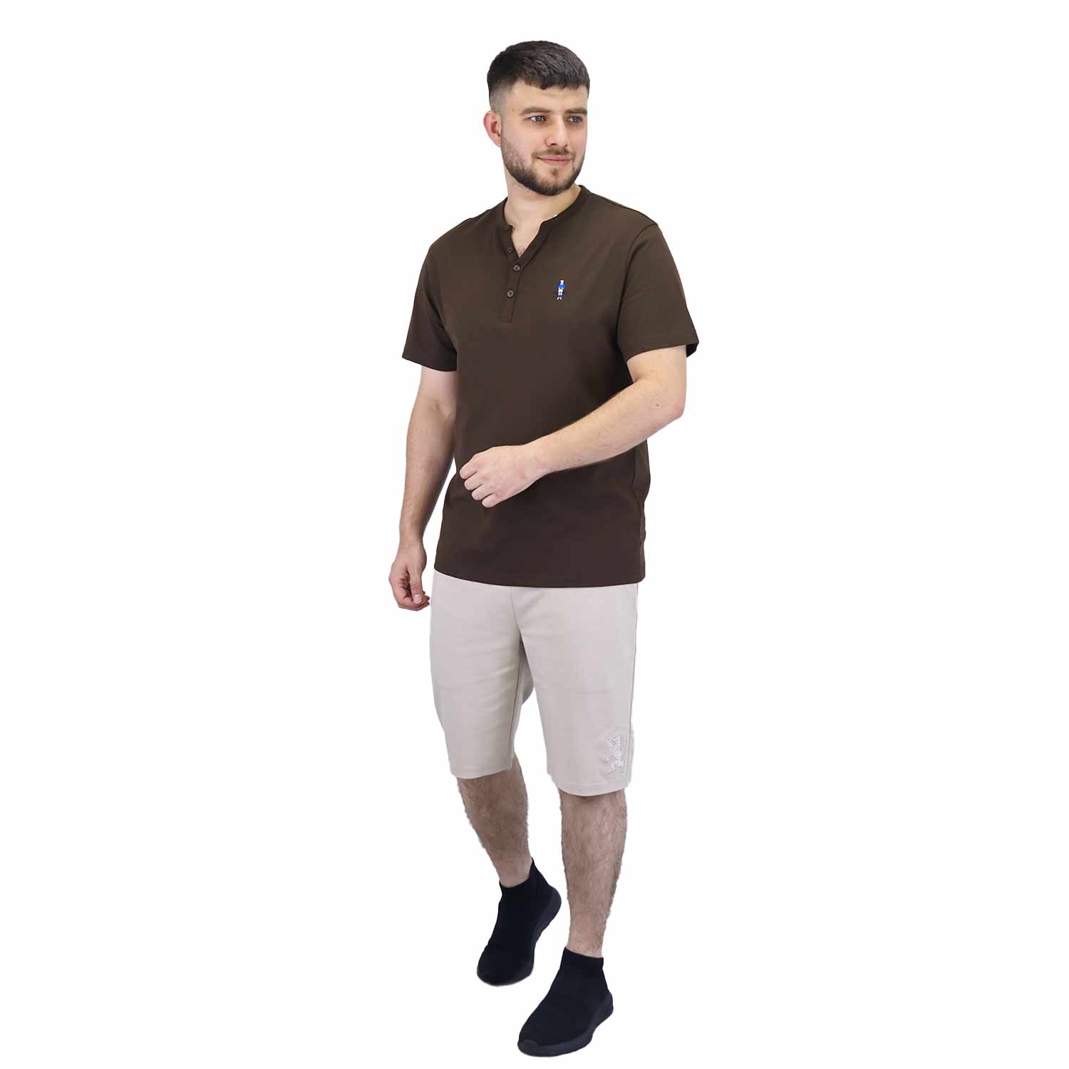 Men's Henley Tee - Brown - Giordano Online