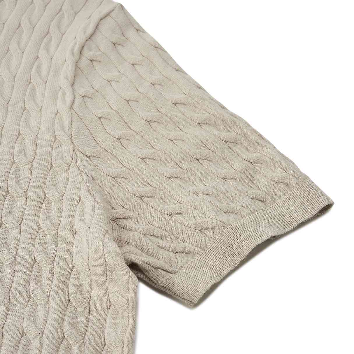 Men's Regular Fit Short Sleeve Cable - Knit Sweater - Khaki - Giordano