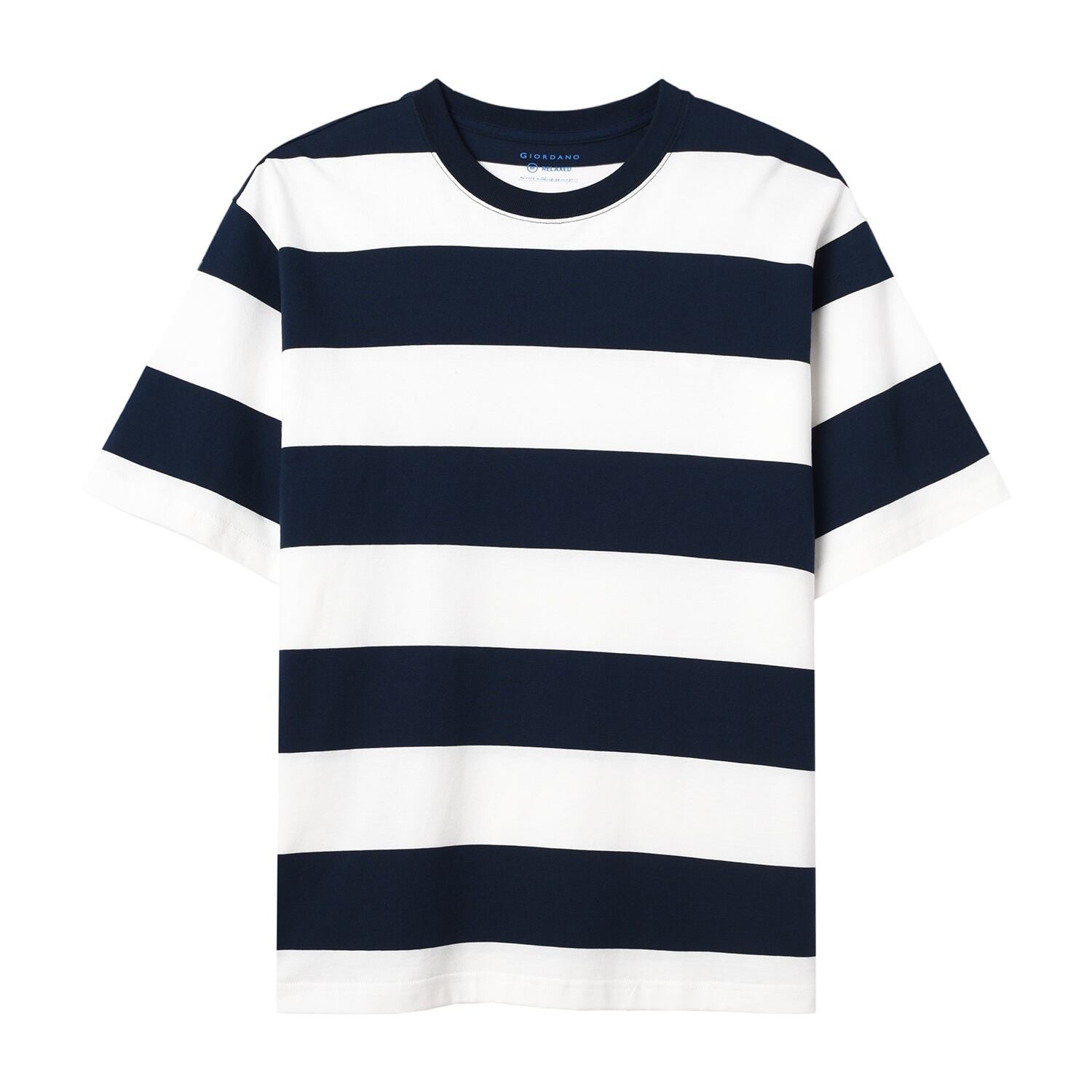 Men's Relaxed Fit Striped Cotton Jersey Tee - Giordano