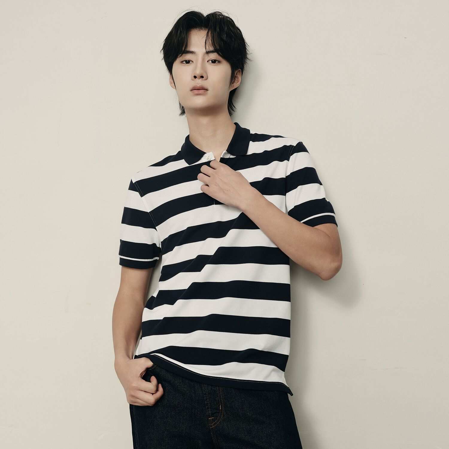 Men’s Slim Fit Striped Cotton Pique Polo Shirt | Korea Collection - Giordano