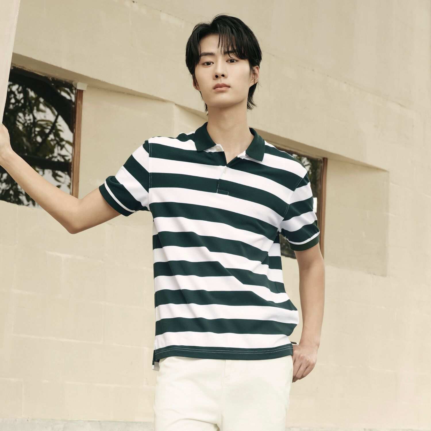 Men’s Slim Fit Striped Cotton Pique Polo Shirt | Korea Collection - Giordano