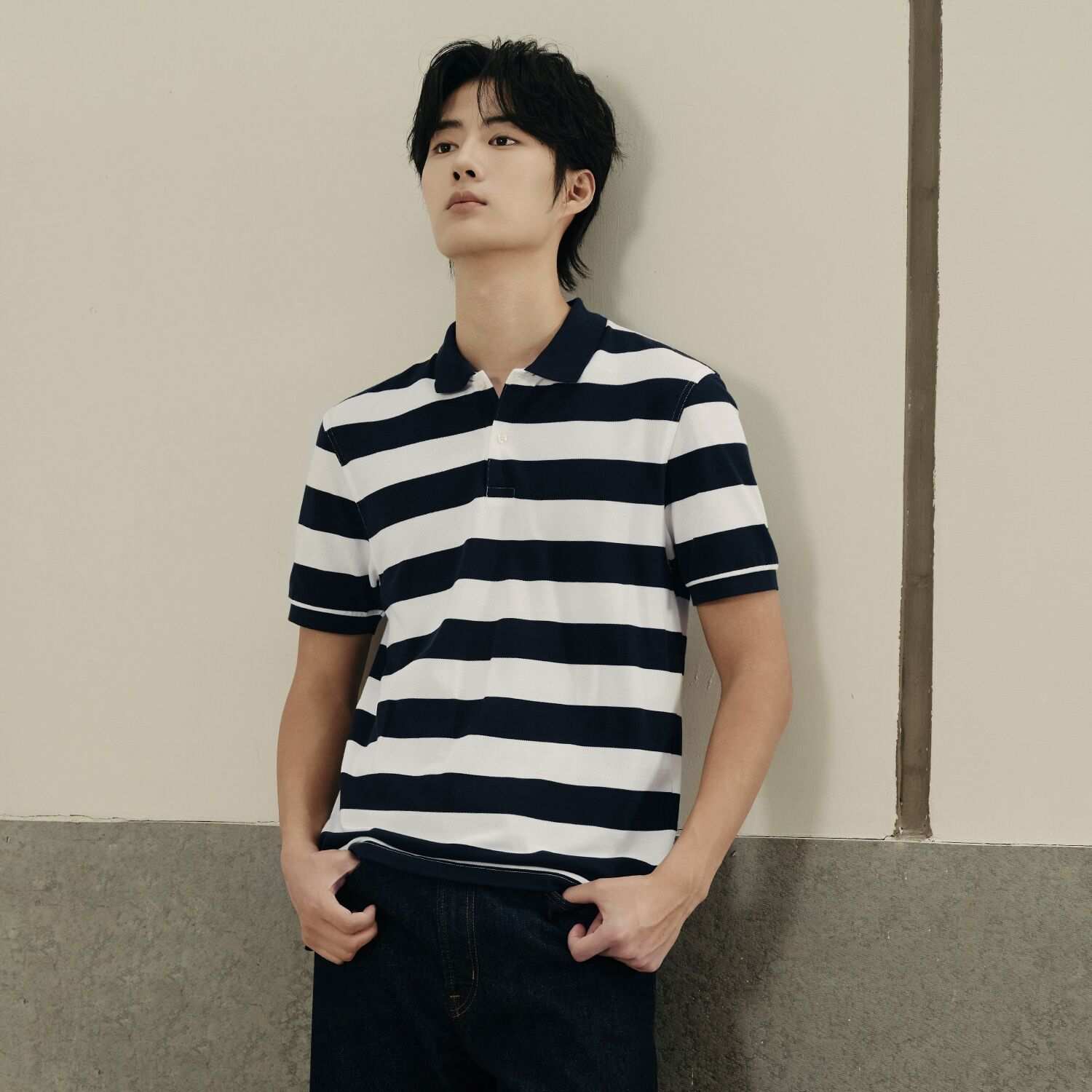 Men’s Slim Fit Striped Cotton Pique Polo Shirt | Korea Collection - Giordano