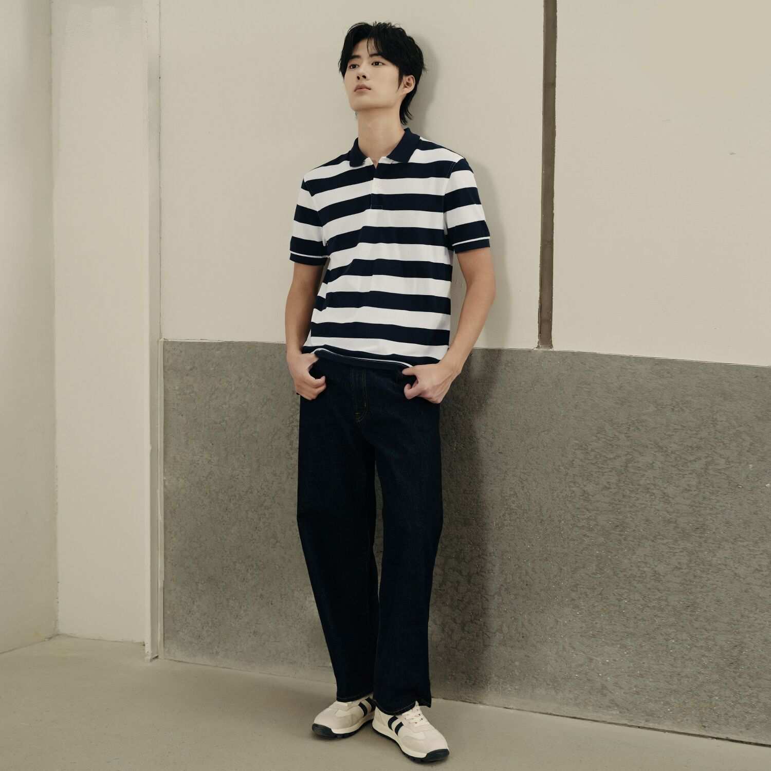 Men’s Slim Fit Striped Cotton Pique Polo Shirt | Korea Collection - Giordano