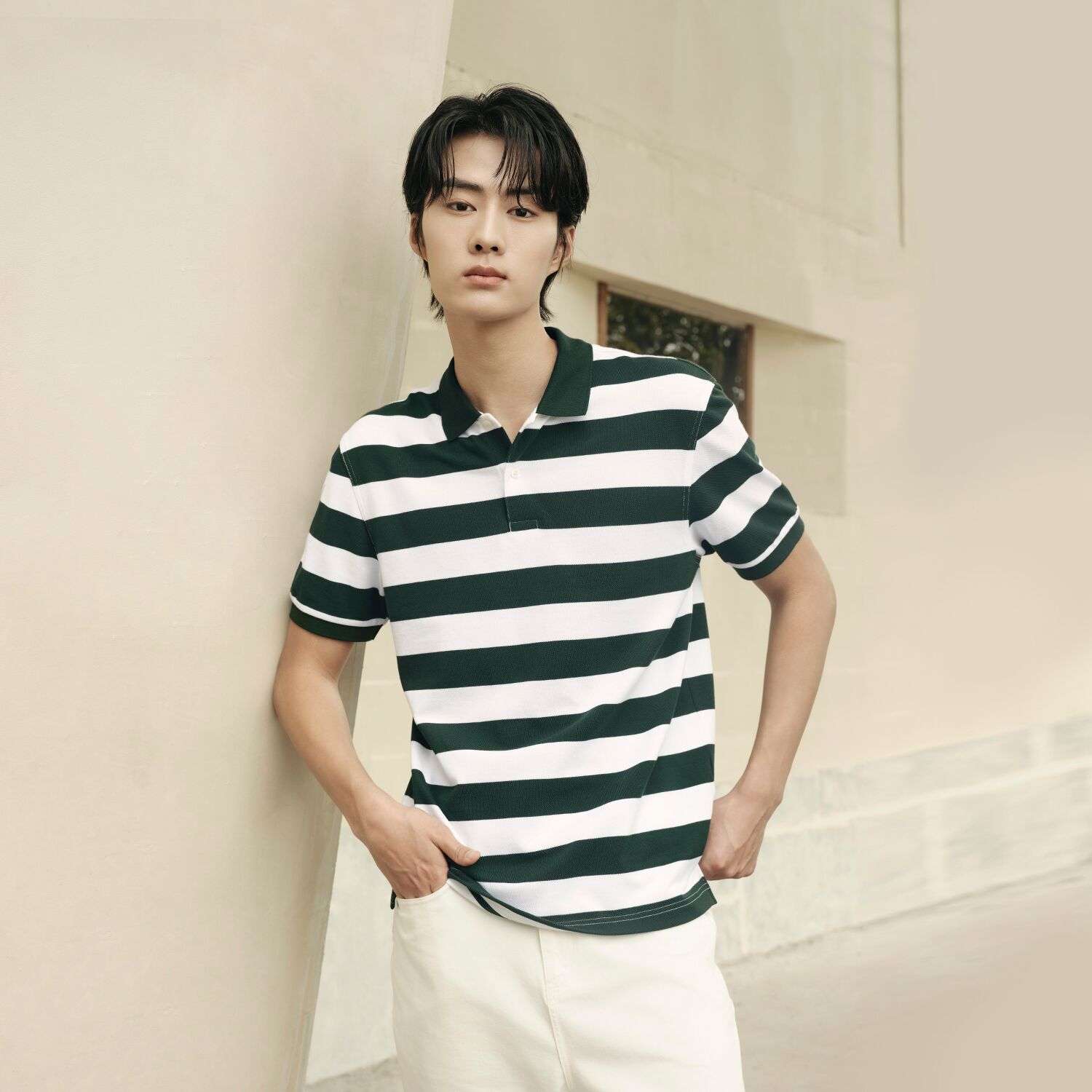 Men’s Slim Fit Striped Cotton Pique Polo Shirt | Korea Collection - Giordano