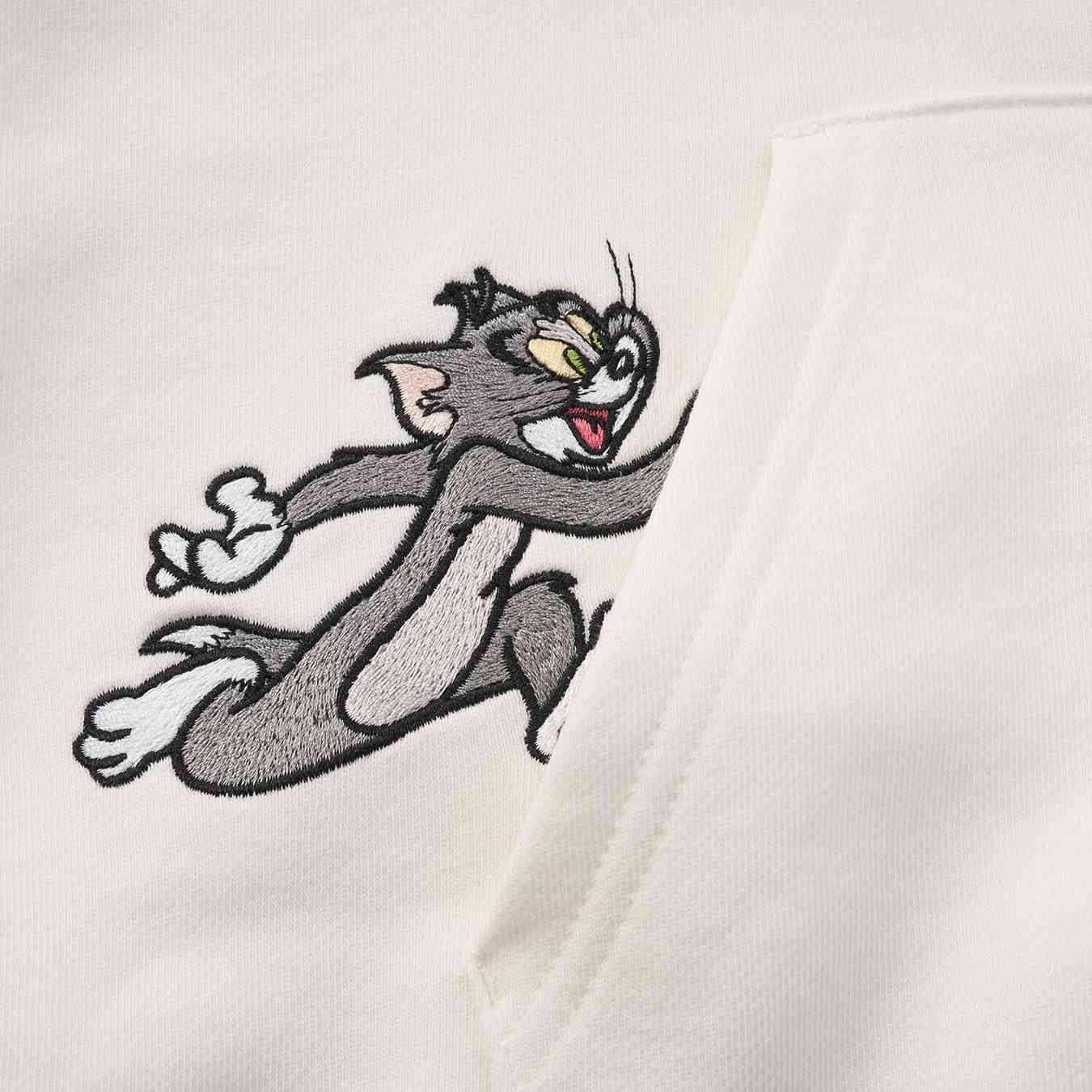 Women’s French Terry Long Sleeve Crew Neck Hoodie – Tom & Jerry - White - Giordano