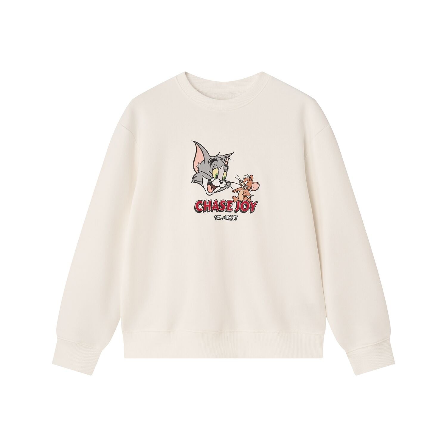 Women’s French Terry Long Sleeve Crew Neck Sweatshirt – Tom & Jerry - White - Giordano