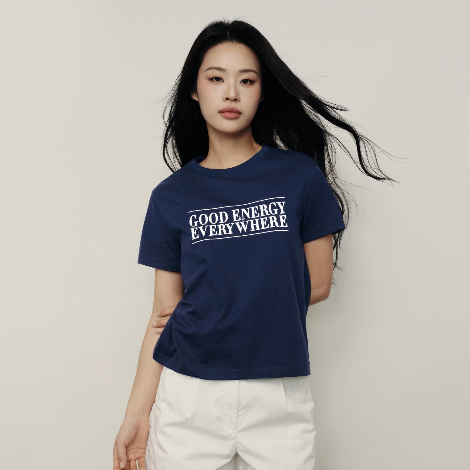 Women's Loose Fit Graphic Print Tee | Korea Collection - Blue - Giordano