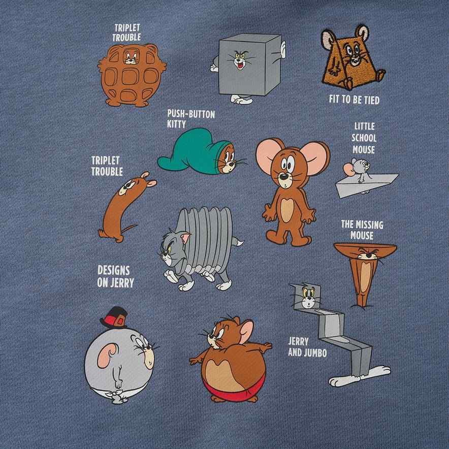 Junior French Terry Crew Neck Relaxed Sweatshirt – Tom & Jerry - Blue - Giordano