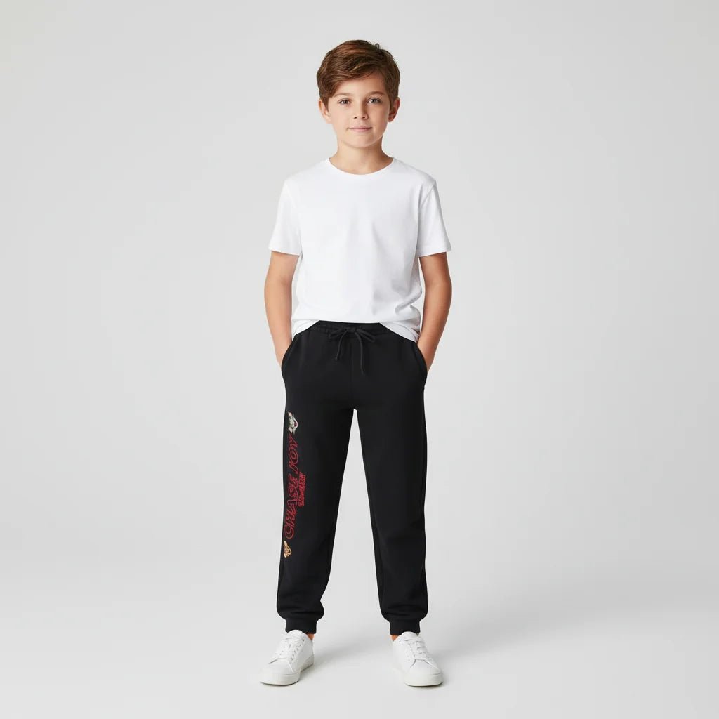 Junior French Terry Mid - Rise Relaxed Tapered Jogger – Tom & Jerry - Black - Giordano Online