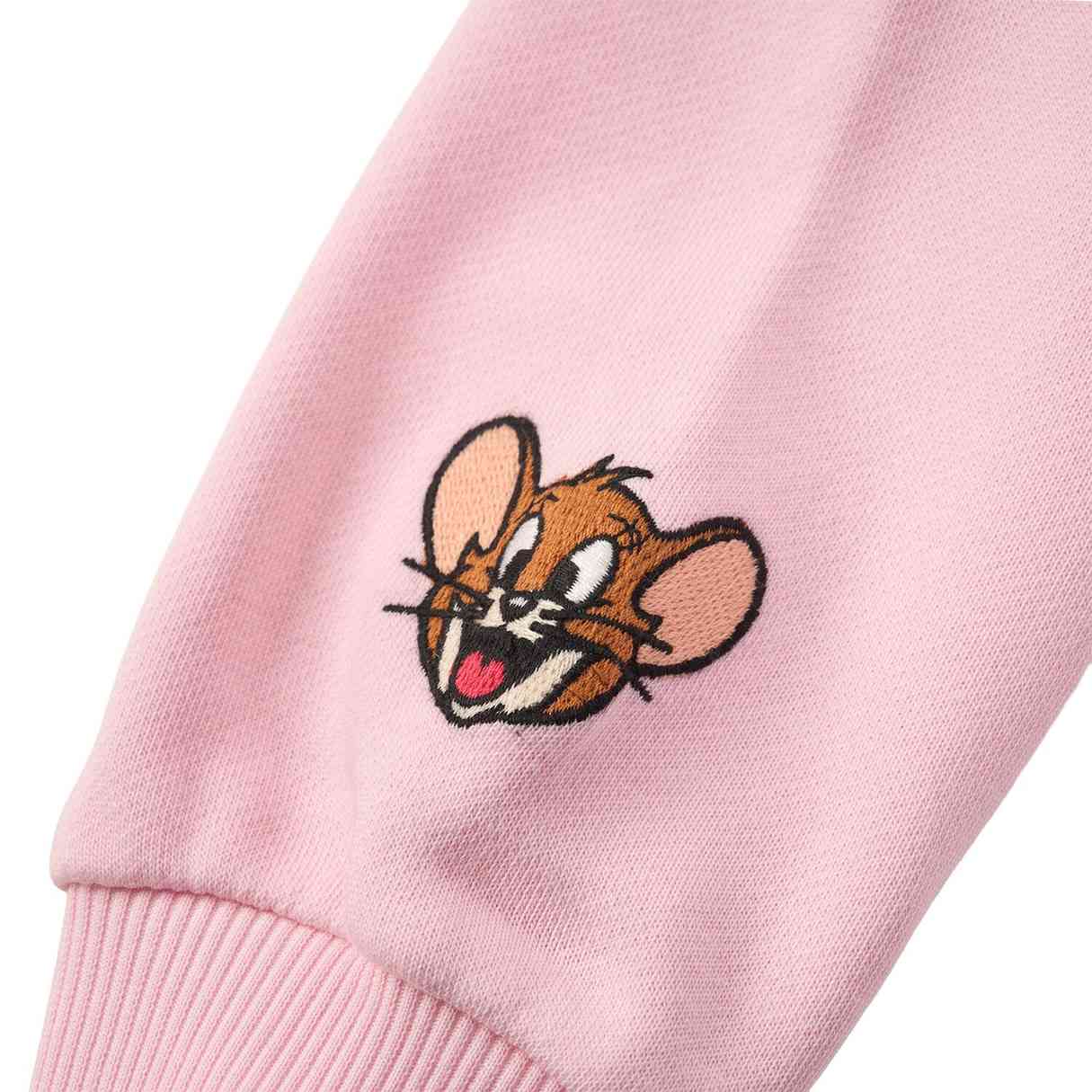 Junior French Terry Oversized Print Long Sleeve Sweater - Tom & Jerry - Pink - Giordano