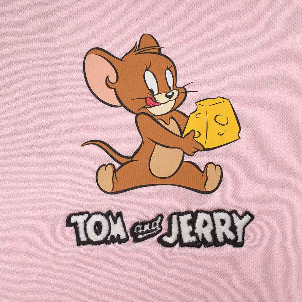 Junior French Terry Oversized Print Long Sleeve Sweater - Tom & Jerry - Pink - Giordano