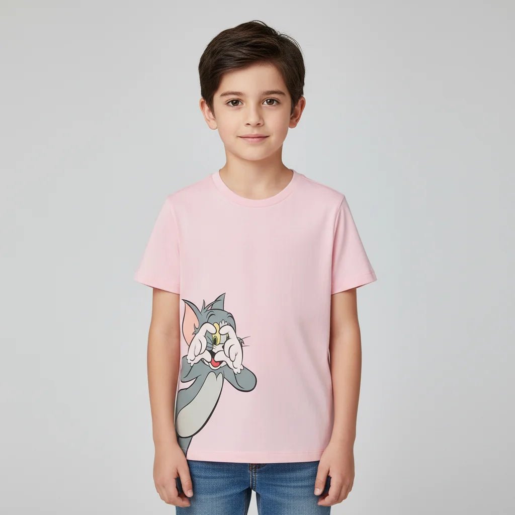 Junior Regular Fit Cotton Print Tee - Tom & Jerry - Pink - Giordano Online