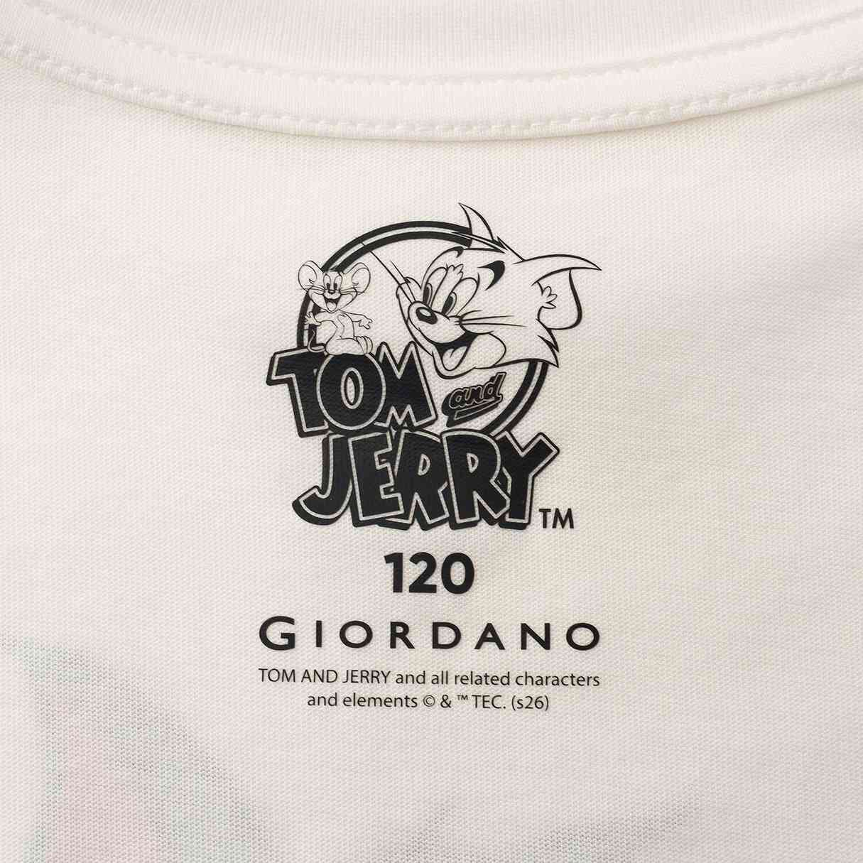 Junior Regular Fit Cotton Print Tee - Tom & Jerry - White - Giordano