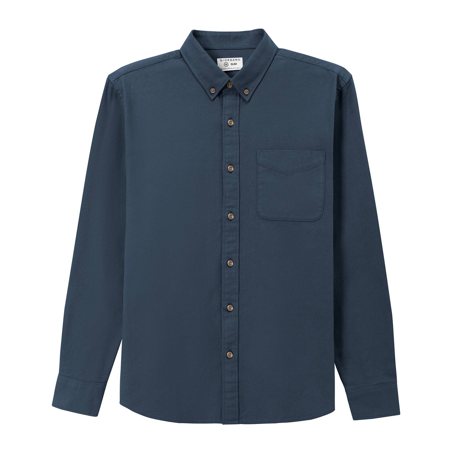 Men's Basket Weave Full Opening Long Sleeve Shirt - Giordano