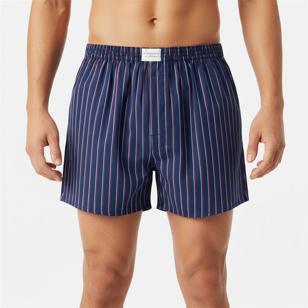 Men's Cotton Poplin Boxers - 3 Pack - Red - Giordano