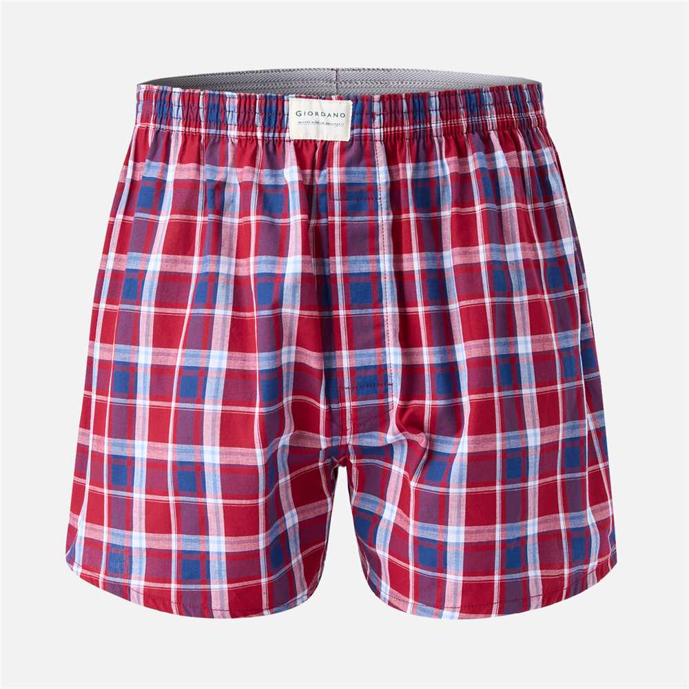 Men's Cotton Poplin Boxers - 3 Pack - Red - Giordano