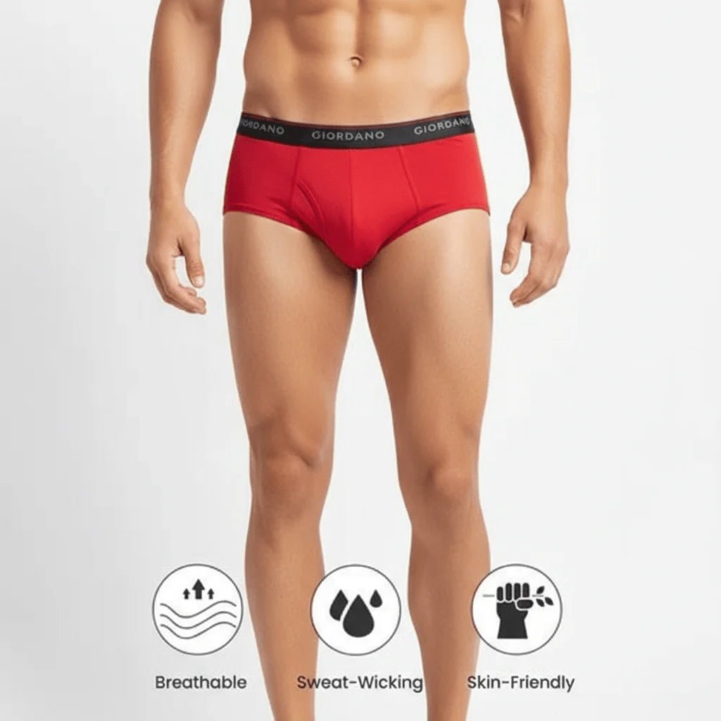 Men's Essentials Classic Fit Briefs - 6 - Pack - Black - Giordano