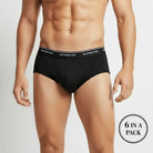 Men's Essentials Classic Fit Briefs - 6 - Pack - Black - Giordano