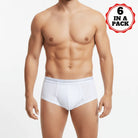 Men's Essentials Classic Fit Briefs - 6 - Pack - White - Giordano