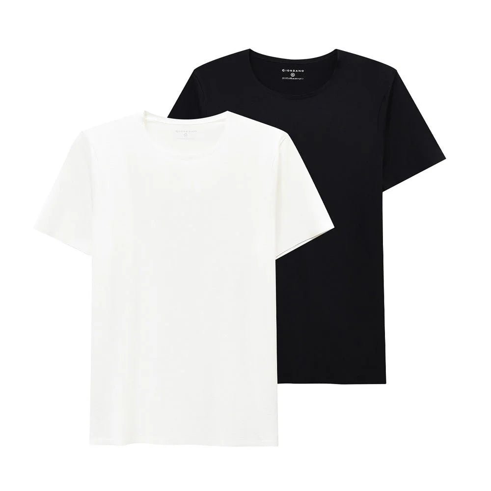 Men's Essentials Crew Neck T-Shirt - 2 - Pack - Black - Giordano