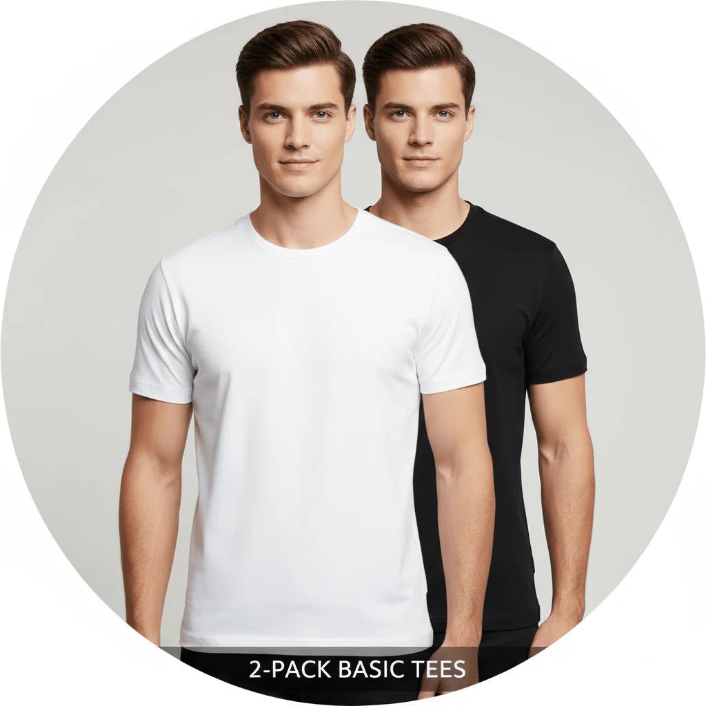 Men's Essentials Crew Neck T-Shirt - 2 - Pack - Black - Giordano