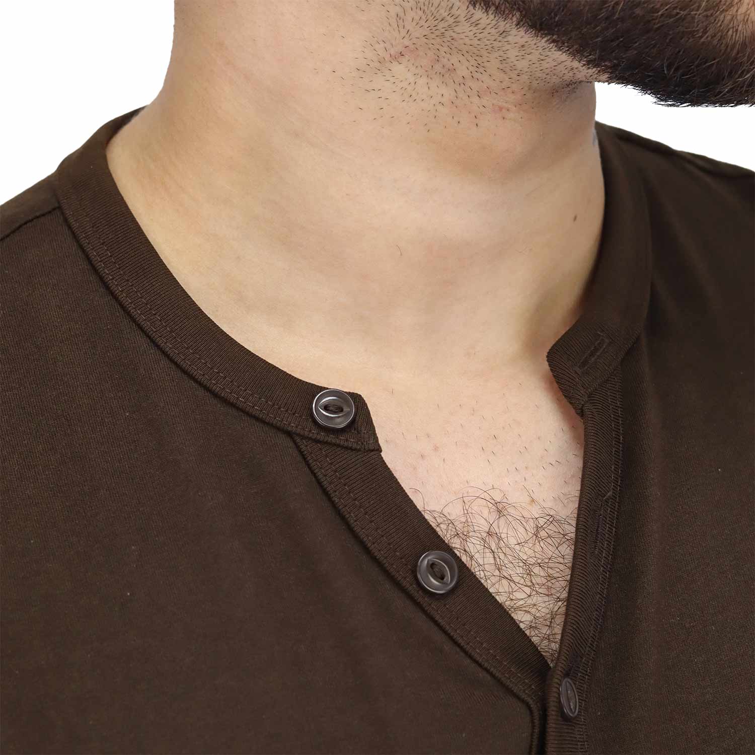 Men's Henley Tee - Brown - Giordano Online