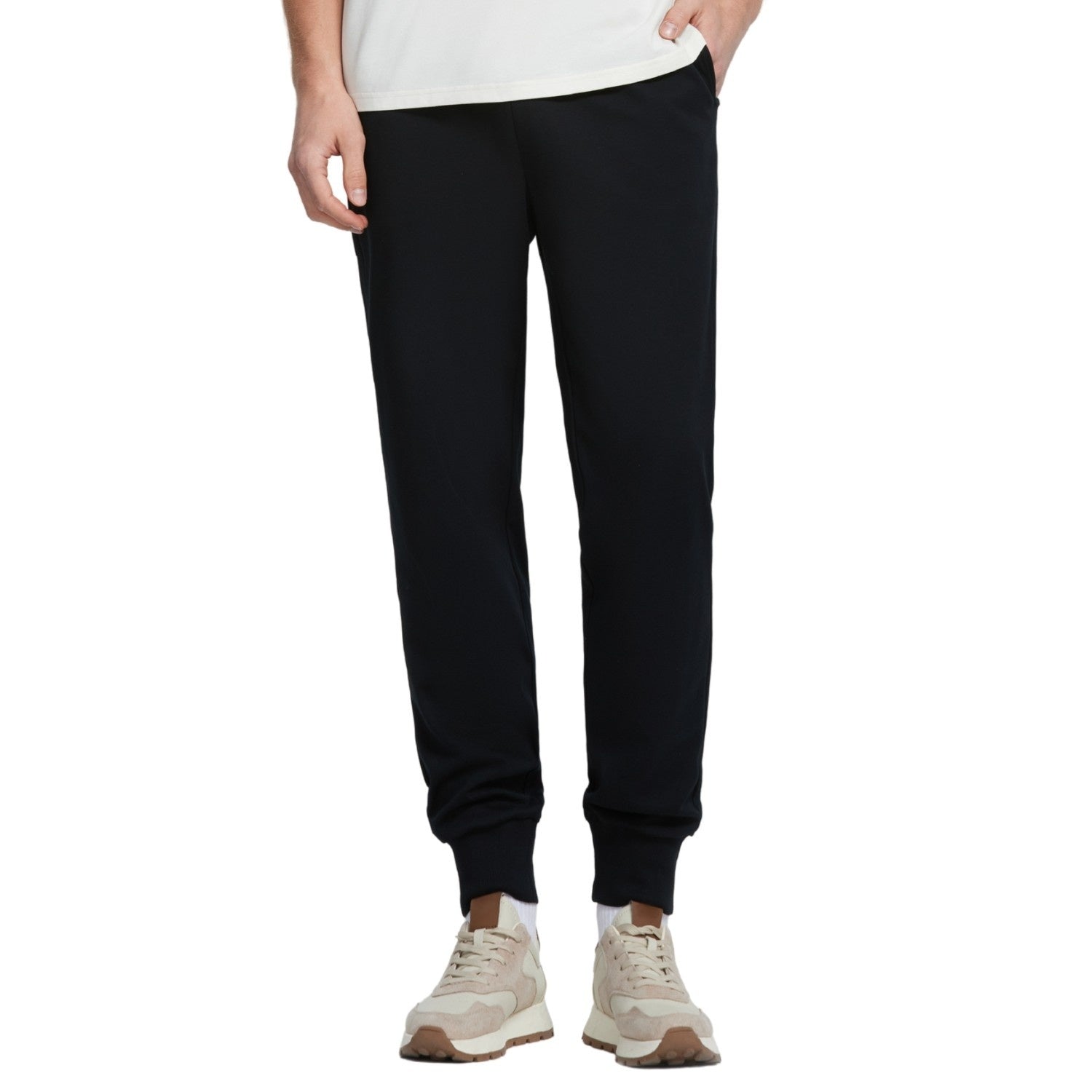 Men's Interlock Mid Rise Elastic Waist Jogger - Black - Giordano
