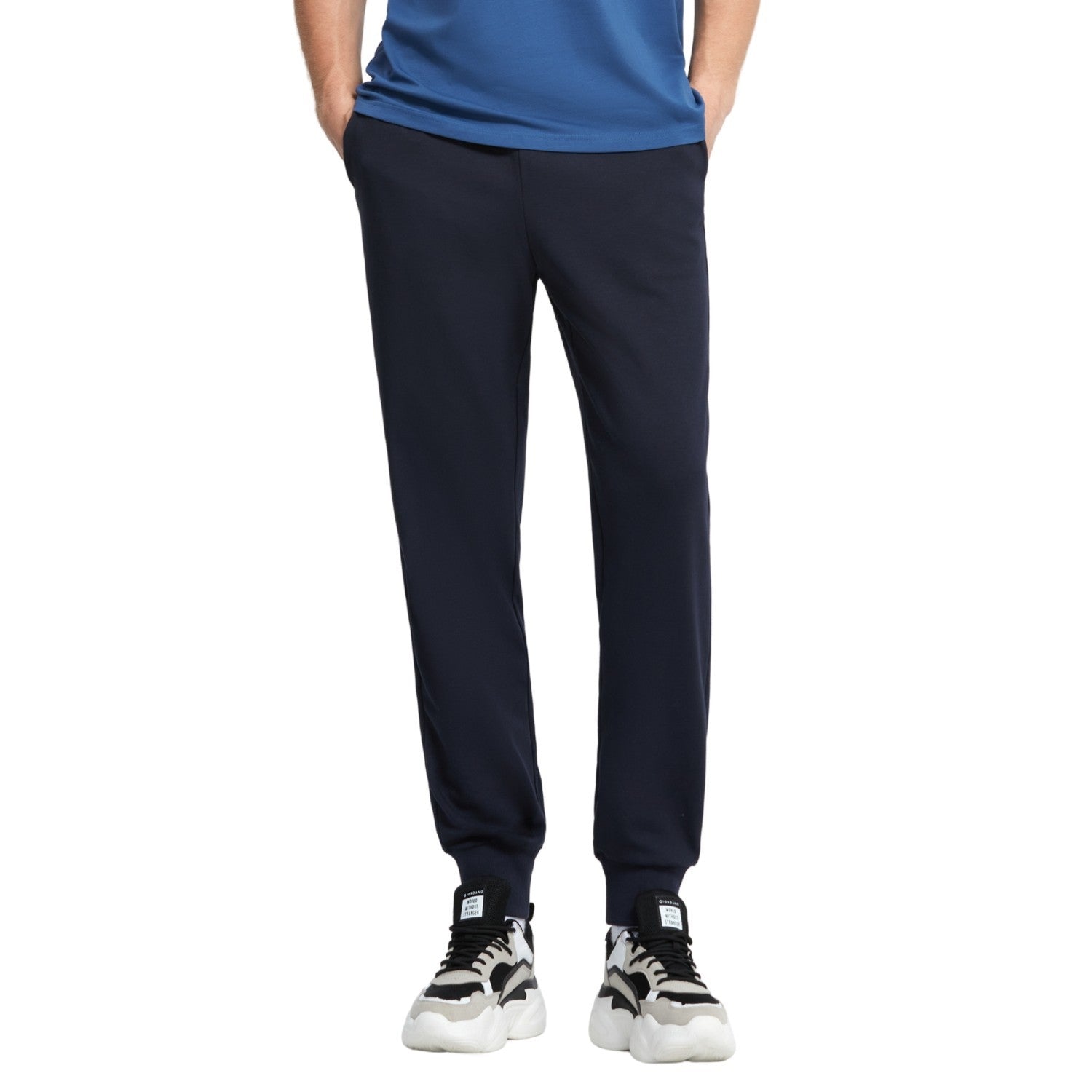 Men's Interlock Mid Rise Elastic Waist Jogger - Blue - Giordano