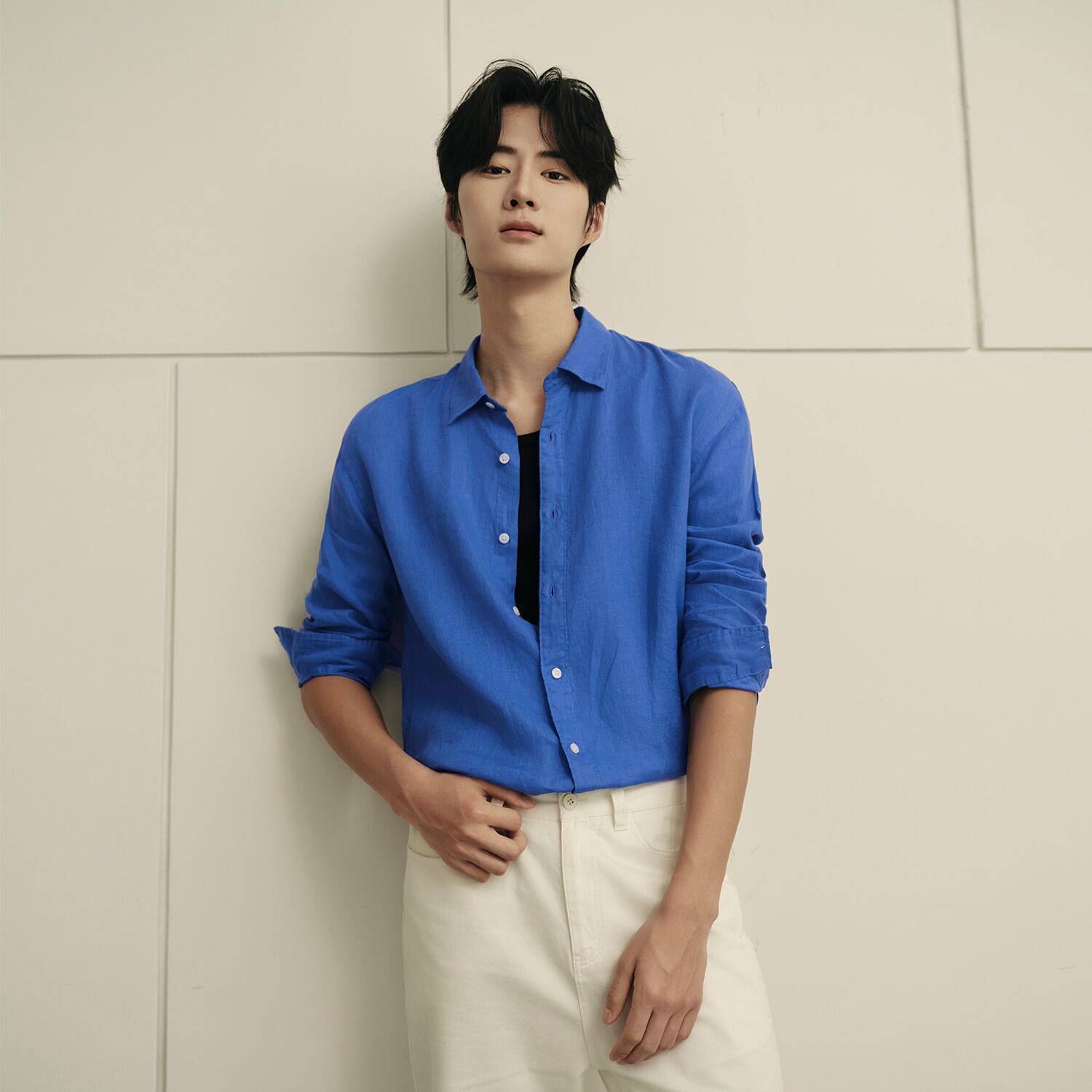 Men’s Linen Poplin Long Sleeve Shirt | Korea Collection - Giordano