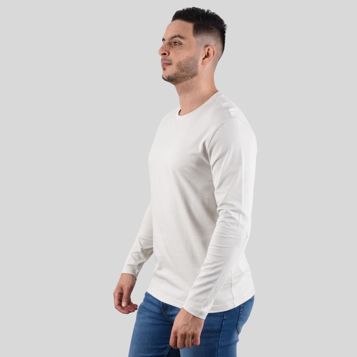 Men's Long Sleeve Crewneck Tee - Grey - Giordano Online