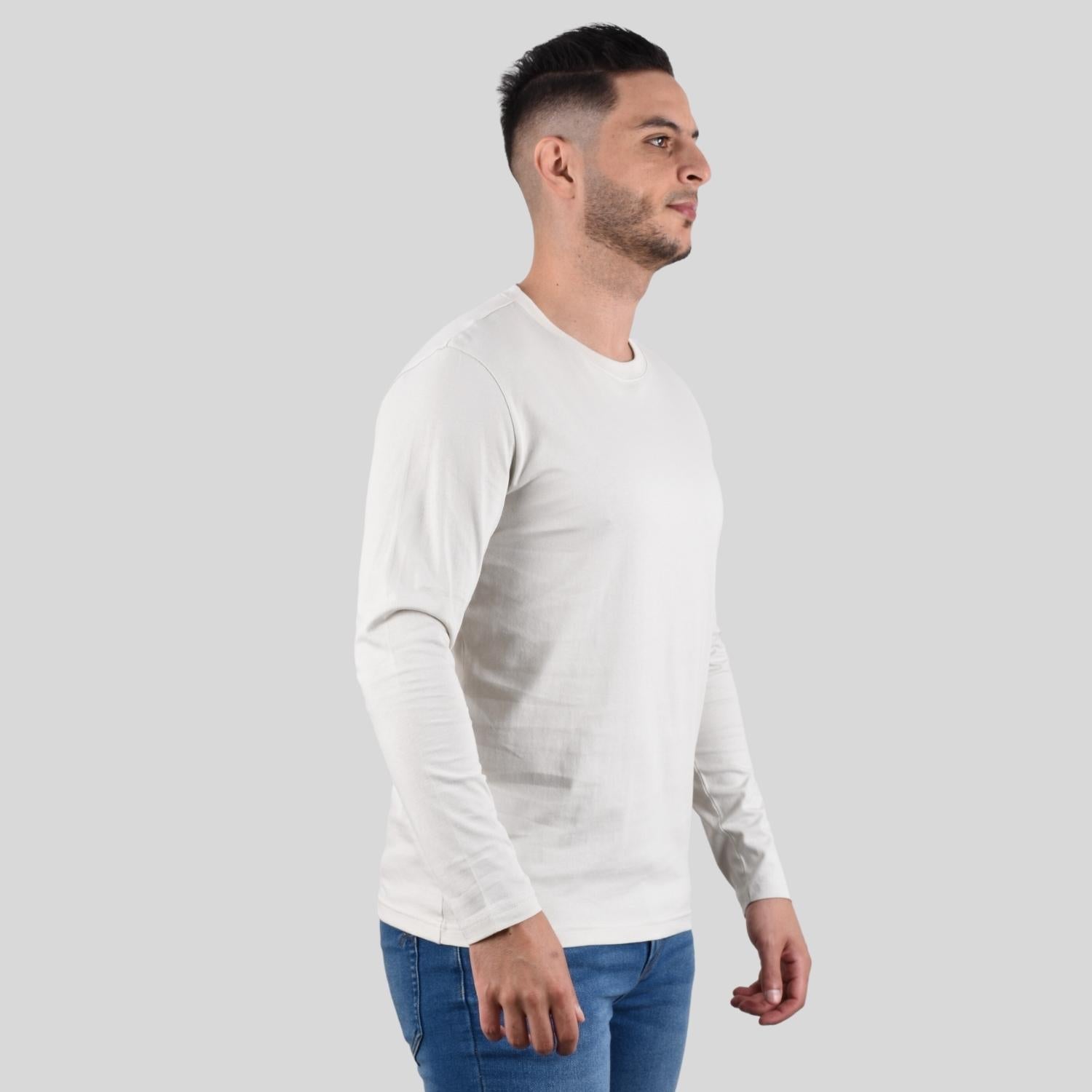 Men's Long Sleeve Crewneck Tee - Grey - Giordano Online