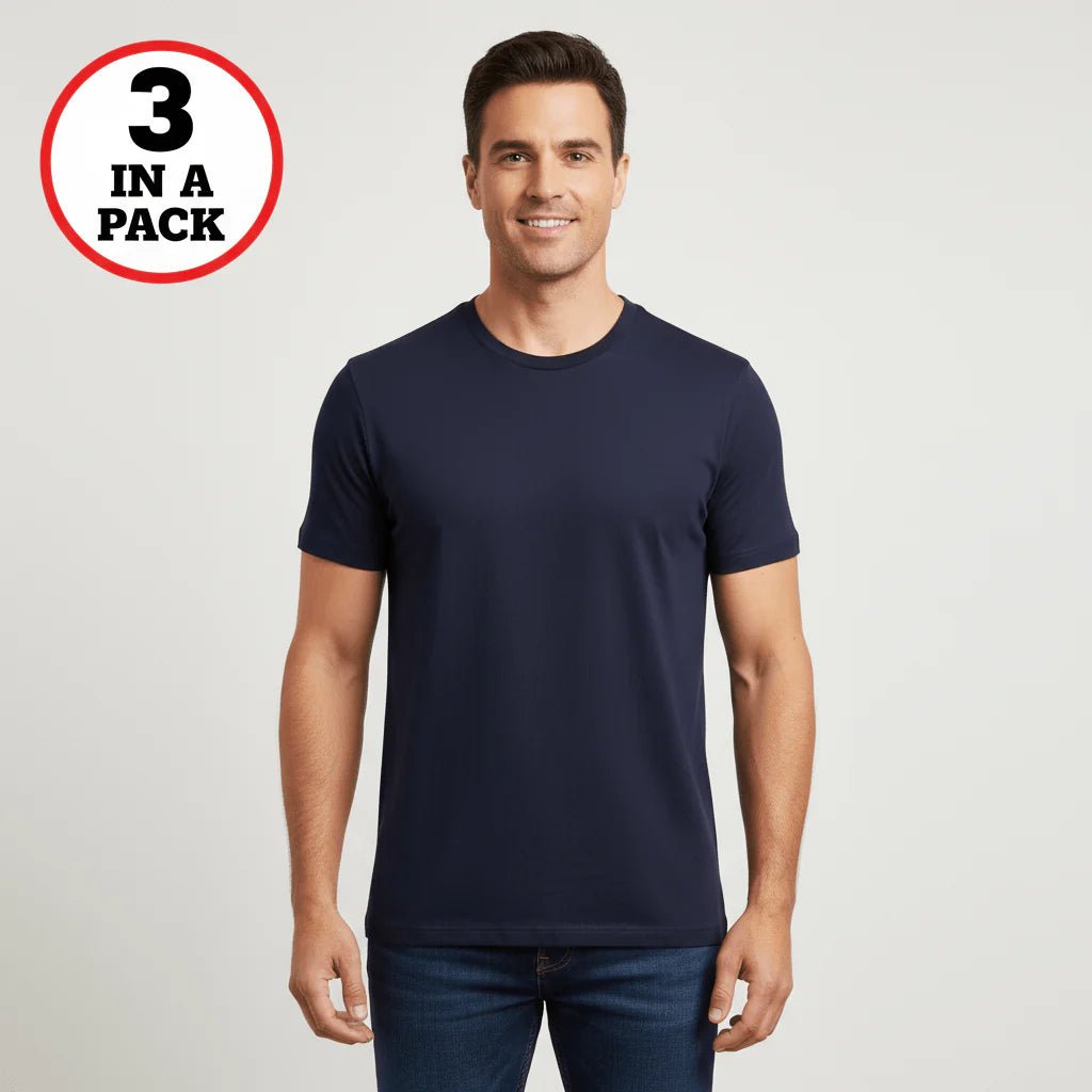 Men's Regular Fit Cotton Crew Neck T-Shirt - 3 - Pack - Multi - Giordano