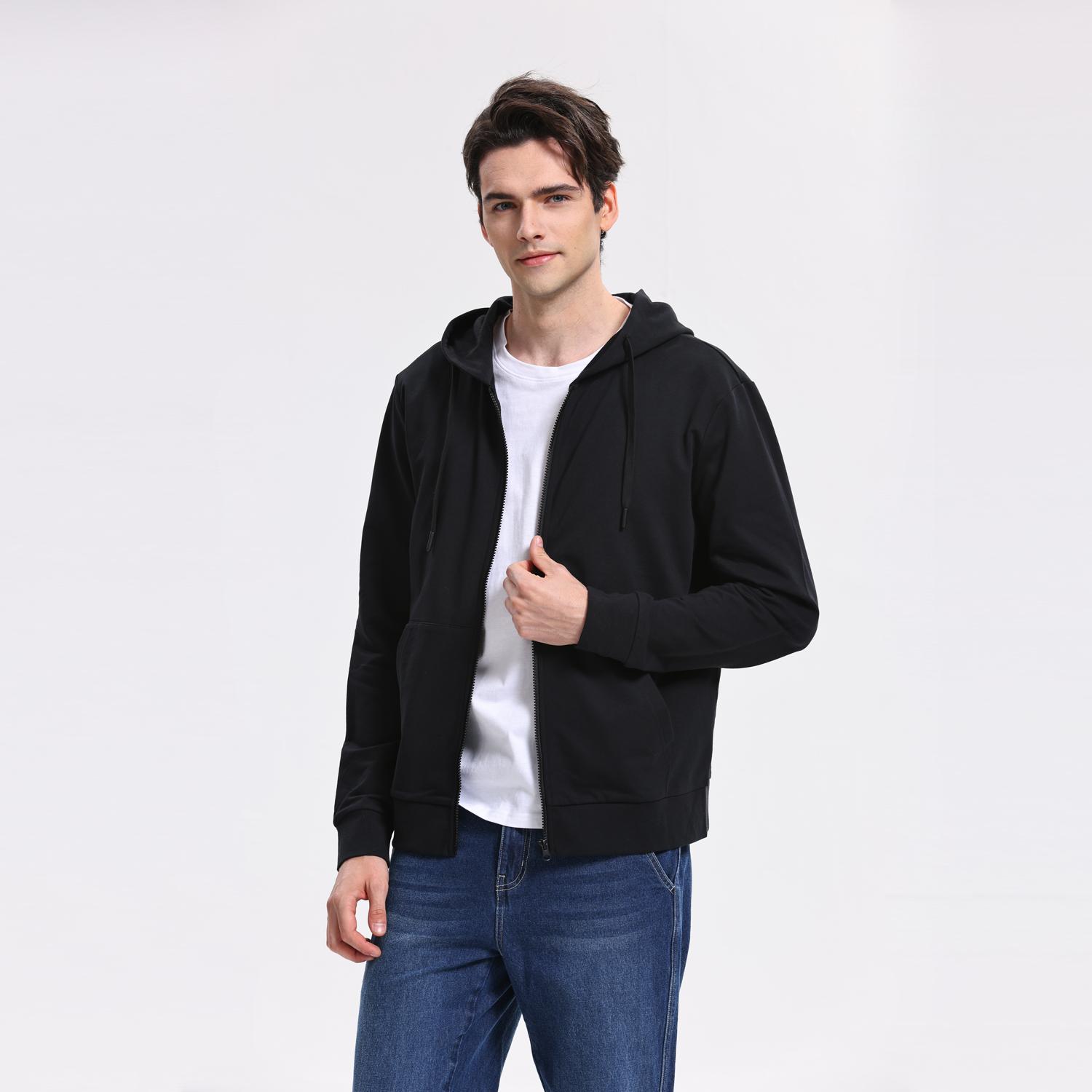 Men's Regular French Terry Hoodie - Black - Giordano