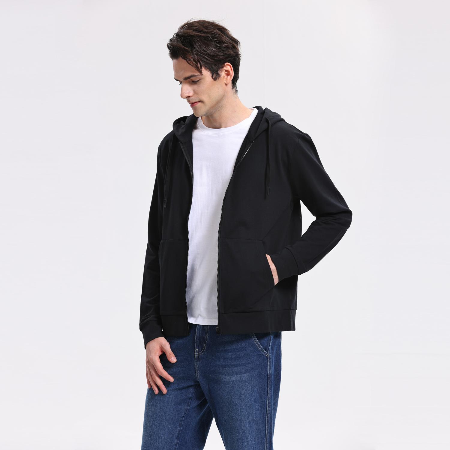 Men's Regular French Terry Hoodie - Black - Giordano