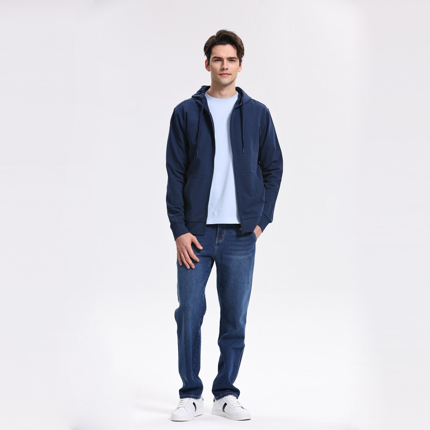 Men's Regular French Terry Hoodie - Blue - Giordano