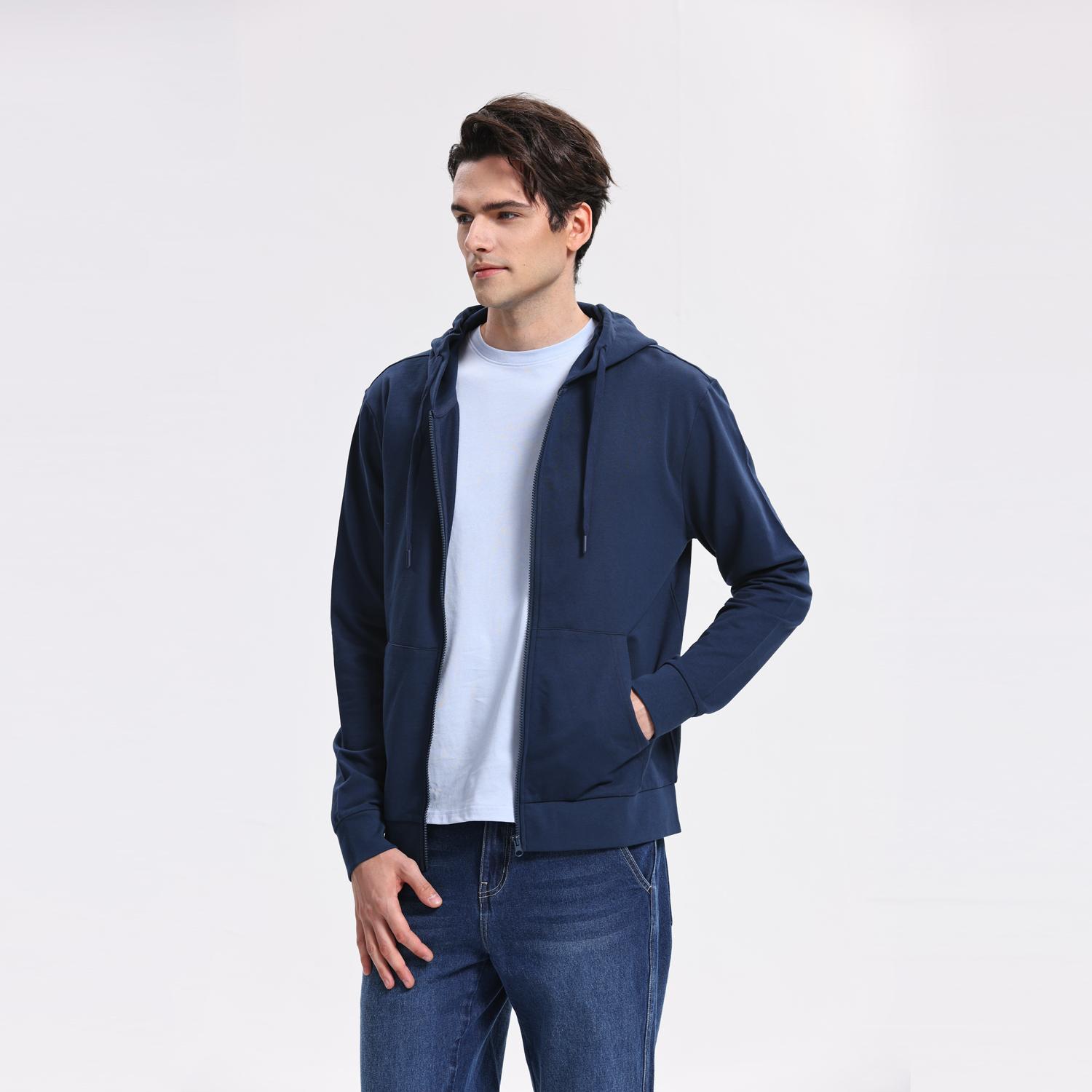 Men's Regular French Terry Hoodie - Blue - Giordano