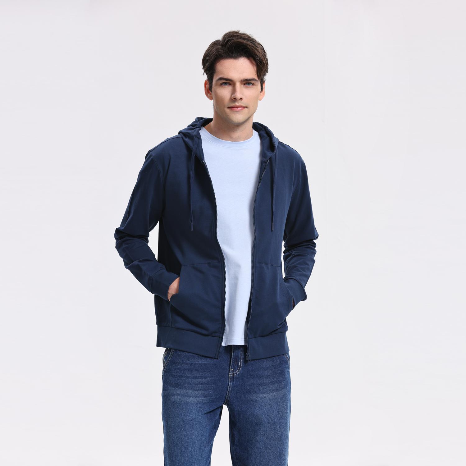 Men's Regular French Terry Hoodie - Blue - Giordano