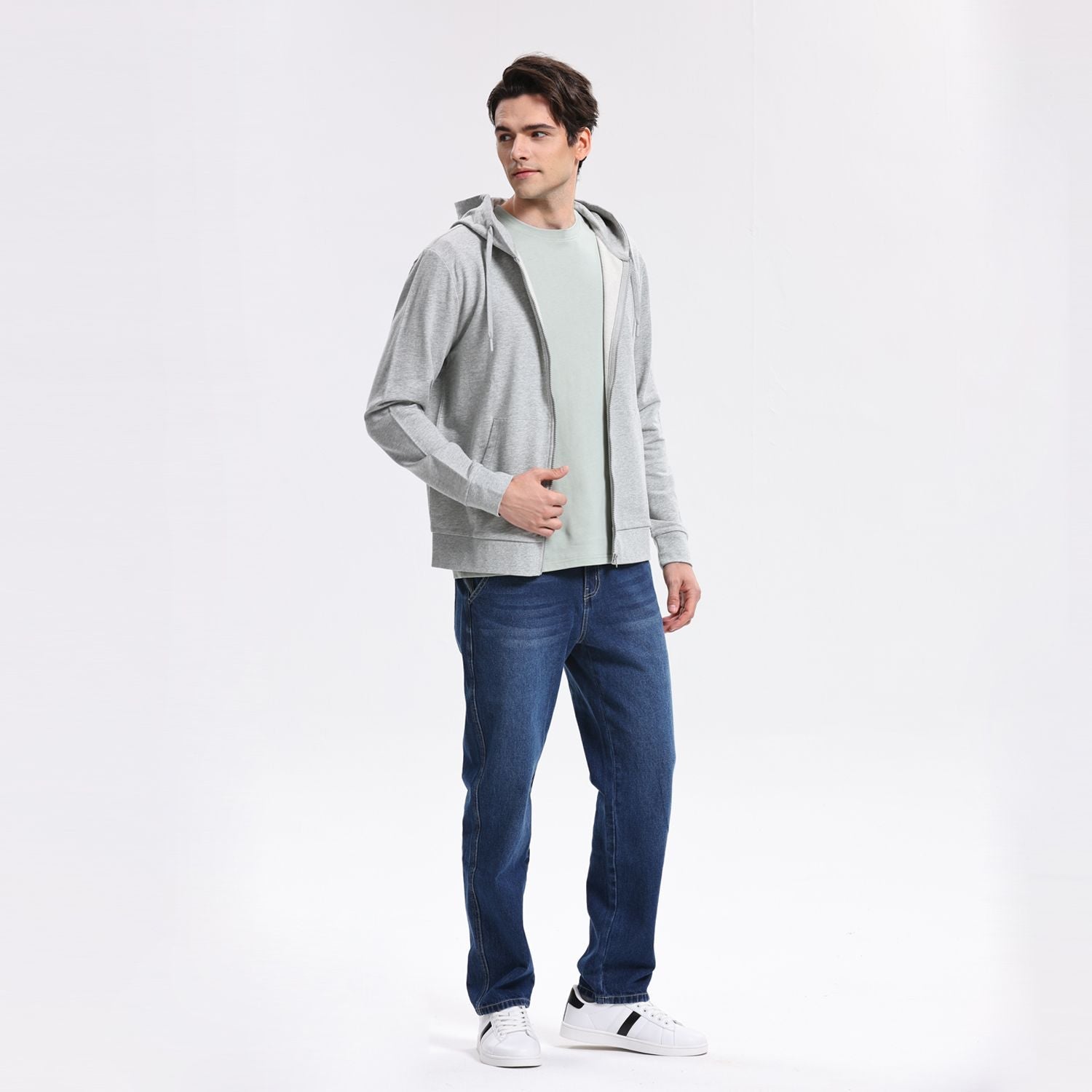 Men's Regular French Terry Hoodie - Grey - Giordano