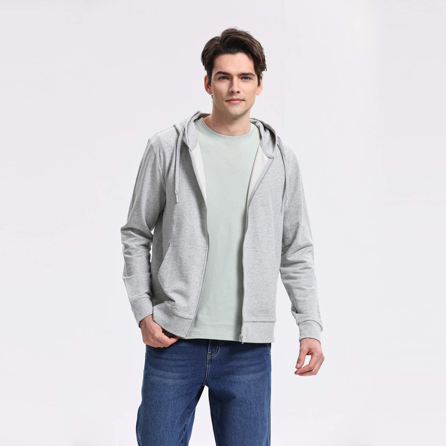 Men's Regular French Terry Hoodie - Grey - Giordano