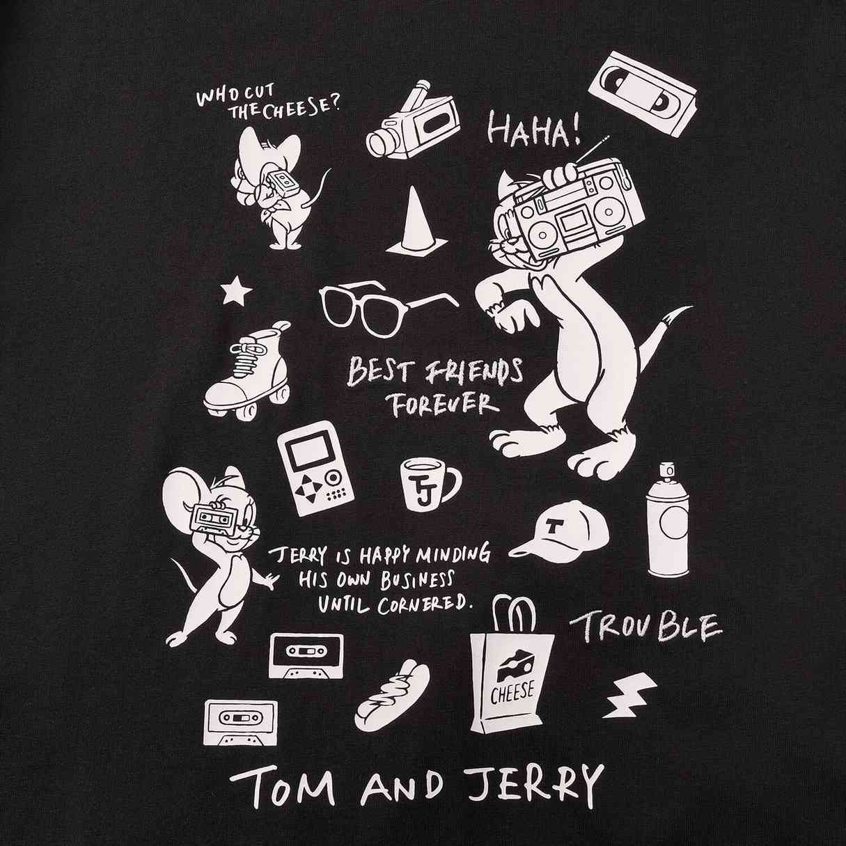 Men’s Relaxed Fit Cotton Print Tee - Tom & Jerry - Black - Giordano