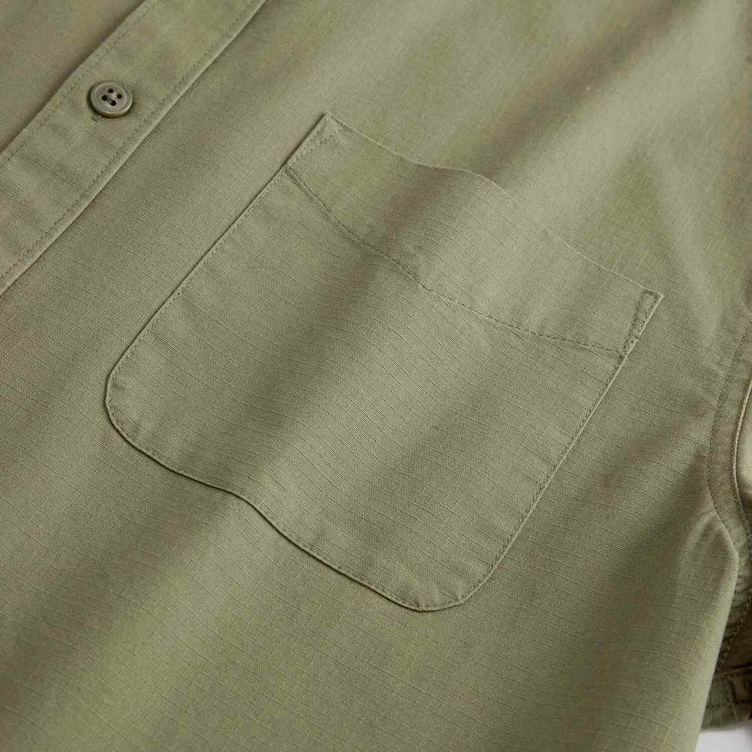 Men's Relaxed Fit Rip - Stop Full Opening Short Sleeve Shirt - Giordano