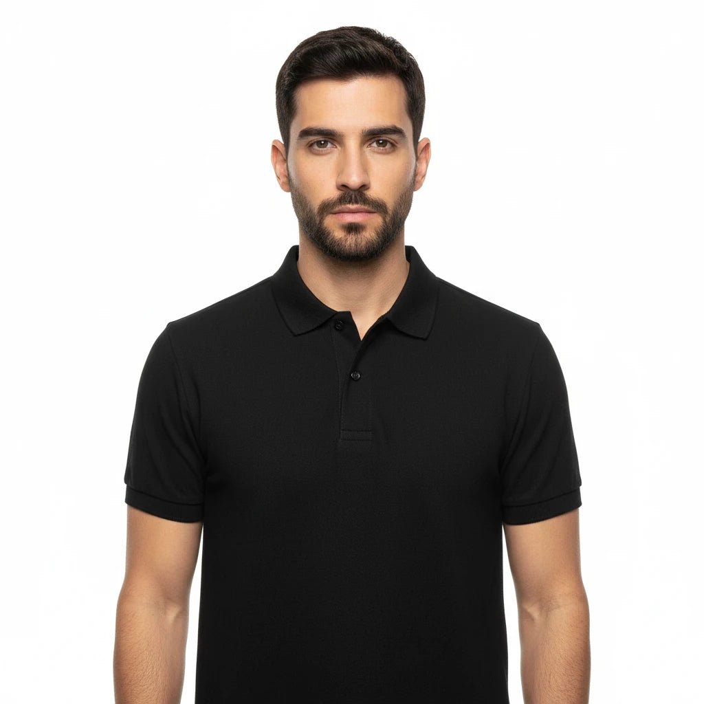 Men's Short Sleeve Slim Solid Polo - Black - Giordano