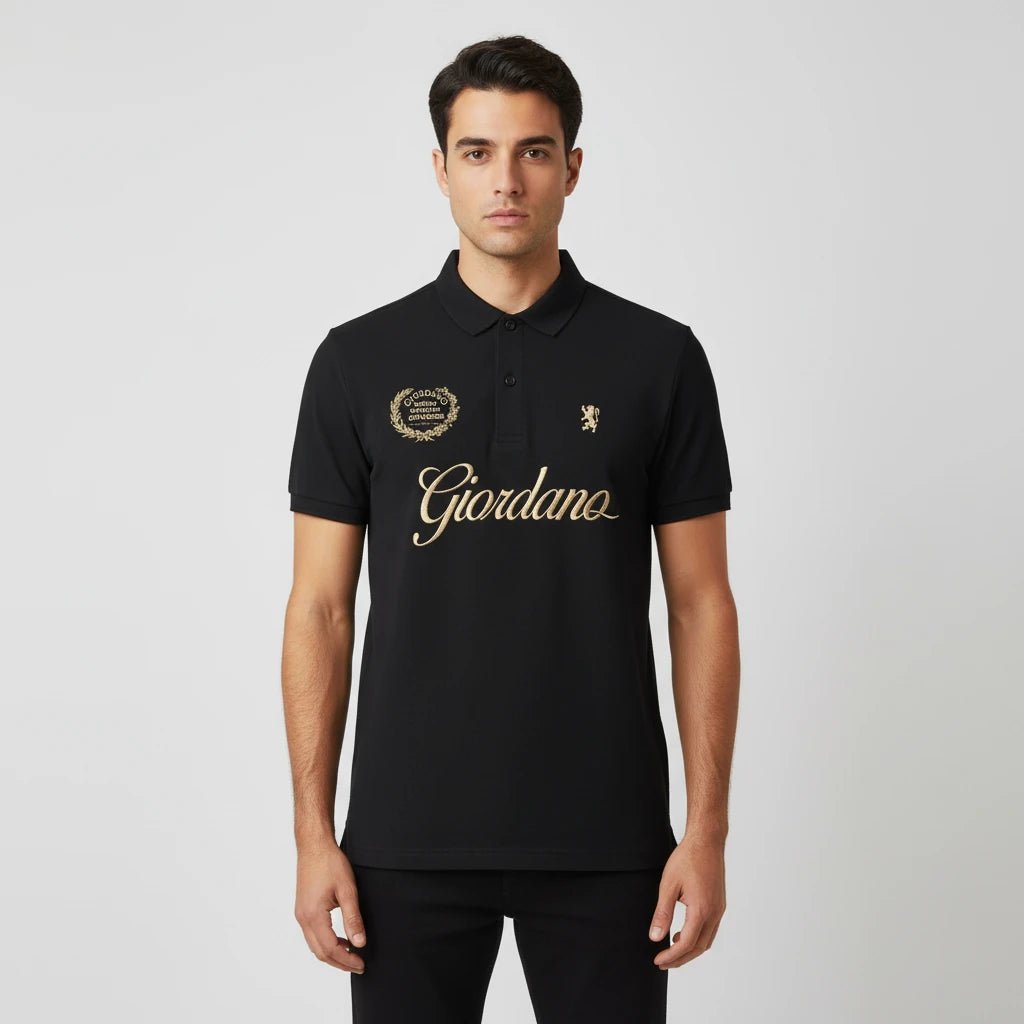 Men's Slim Fit Pique Polo Shirt - Black - Giordano