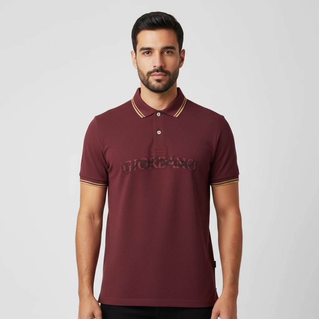 Men's Slim Fit Pique Polo Shirt - Red - Giordano